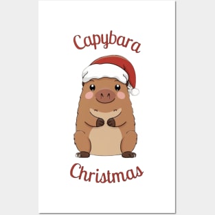 Capybara christmas cute quote cartoon animal Posters and Art